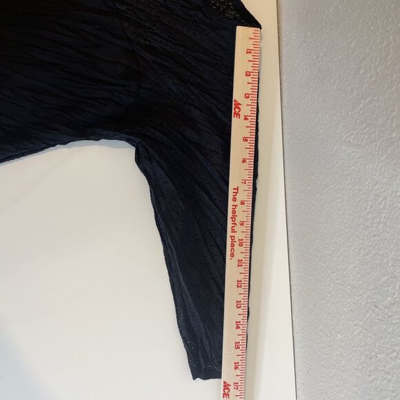 Vintage Babette Size XS Pleated 3/4 Sleeve Midi Dress Black Extra Small Y2K LBD - Picture 9 of 10